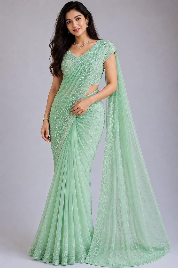 Mint Green Fancy Saree